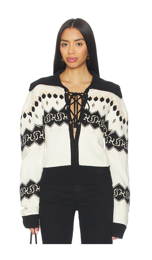 Understated Leather x REVOLVE Nordic Cowboy Sweater in Black,White. L. Also in M, S
