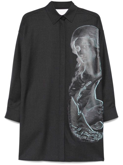 Flannel statue print shirt dress - Grey