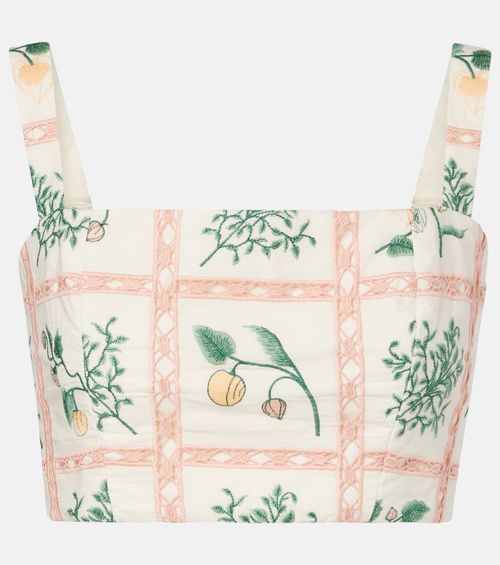 Cacao embroidered cotton crop top
