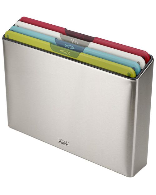 Folio Icon Steel 4Pc Cutting Board Set With Stainless Steel Storage Case