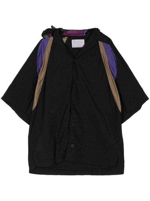 Hood colour-block shirt - Black
