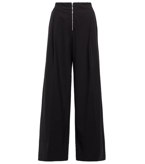 High-rise wide-leg wool-blend pants