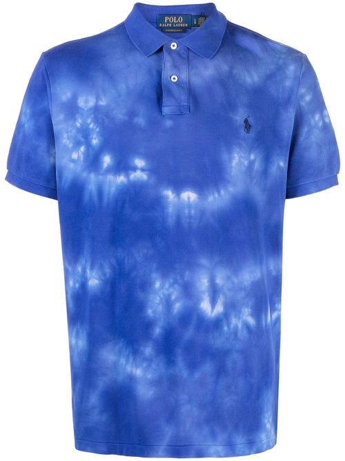 Tie-dye cotton polo shirt - Blue