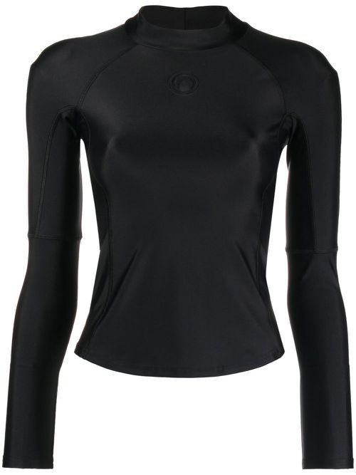 Logo-embossed stretch top - Black