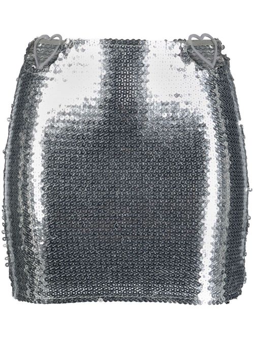Heart cut-out sequinned miniskirt - Silver