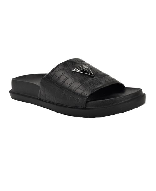 Men's Vesper Branded Slip On Fashion Slides - Black croco