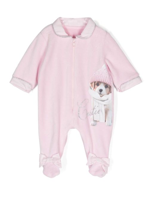 Dog-print bow-detail pyjamas - Pink