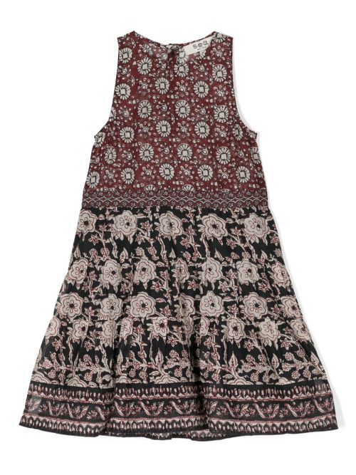 Danae floral-print tiered dress - Black