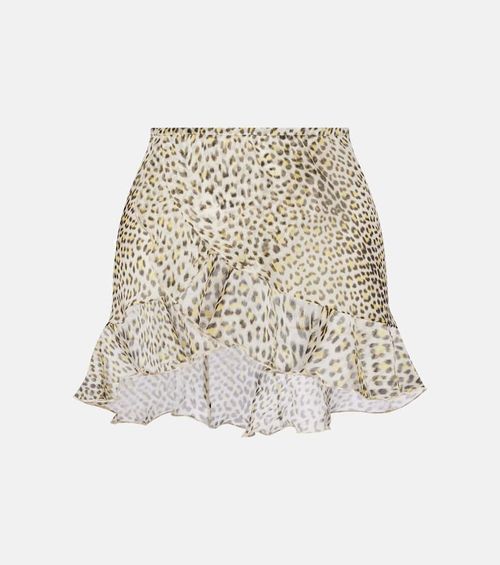 Leopard-print silk beach cover-up