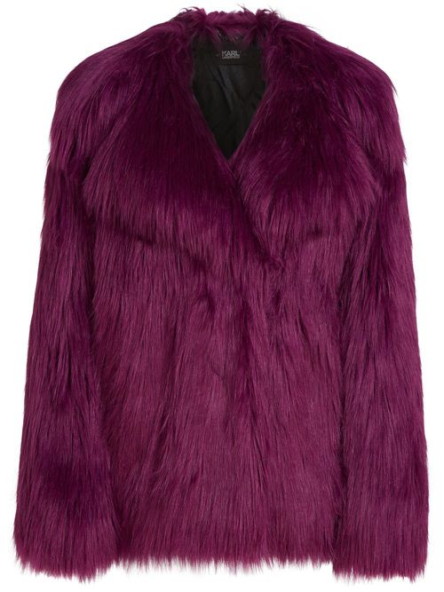Faux-fur v-neck jacket - Purple