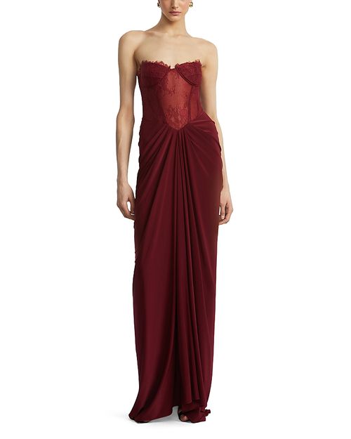 Lace Jersey Floor Sweeping Gown