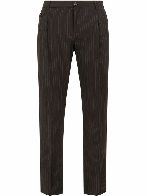 Pinstripe tailored wool-blend trousers - Black