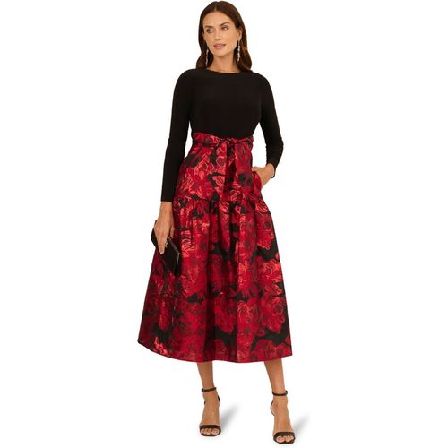 Adrianna Papell Womens Combo Floral Jacquard Dress - Black