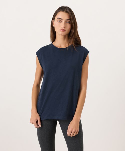 Women's Navy Featherweight Slub Relaxed Muscle Tee