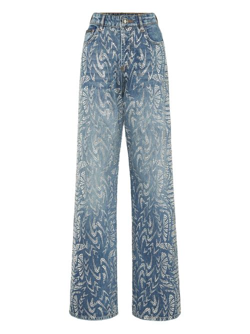 Rhinestone-embellished jeans - Blue