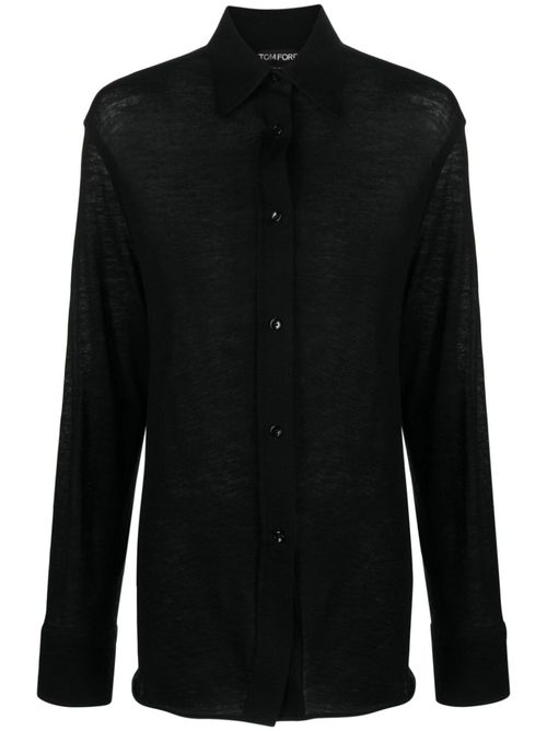 Long-sleeved cashmere shirt - Black