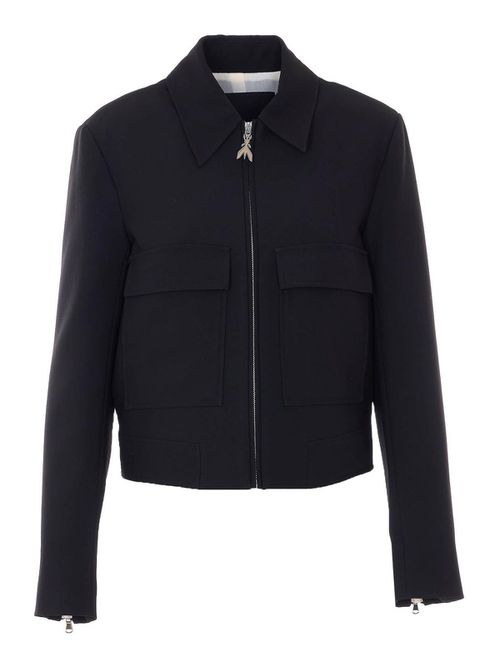 Black Jacket With Frontal Zip Closure