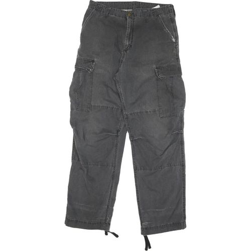 CARHARTT Mens Cotton Blend Black Regular Cargo Trousers W30 L32 Workwear Utility