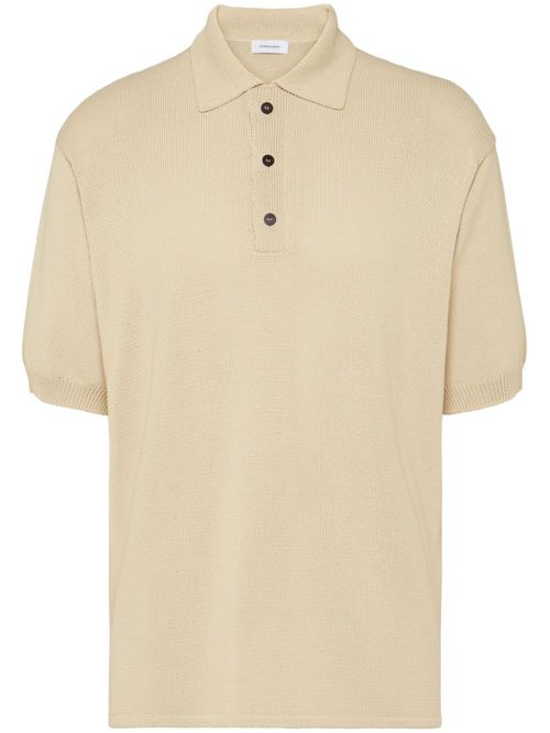 Logo-plaque knitted polo shirt - Neutrals