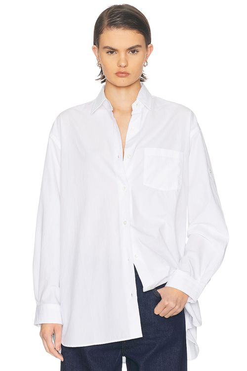 AGOLDE X Maria McManus A-Line Poplin Top in White Cotton - White. L also in M