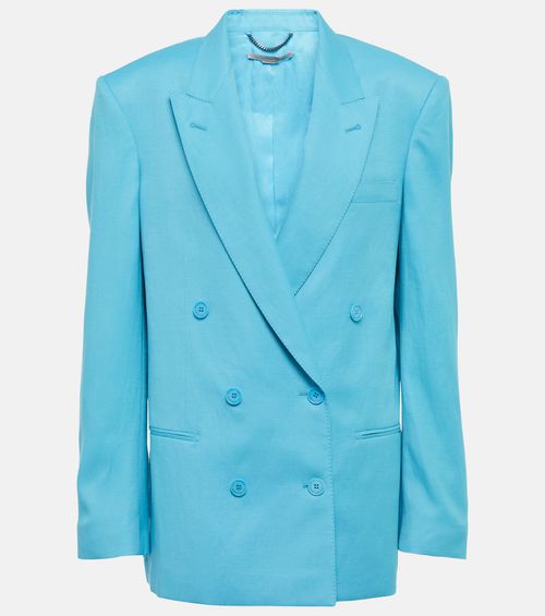 Double-breasted twill blazer