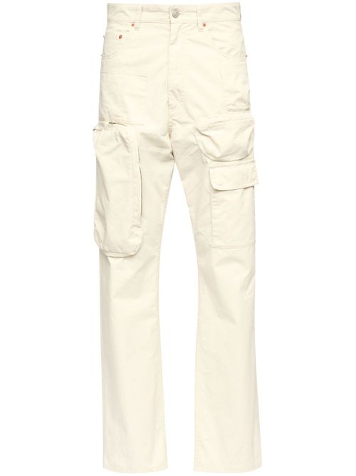 Straight-leg cotton cargo trousers - Neutrals