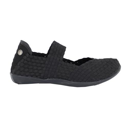 Bernie Mev Women’s Prima Woven Mary Jane Comfort Flats Shoes (Black, US Footwear