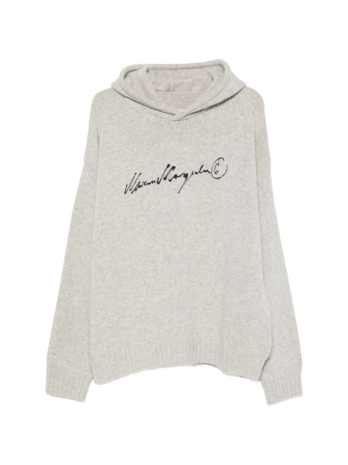 Embroidered Logo Hooded Sweatshirt — Beige