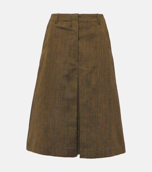 Cotton and silk-blend midi skirt