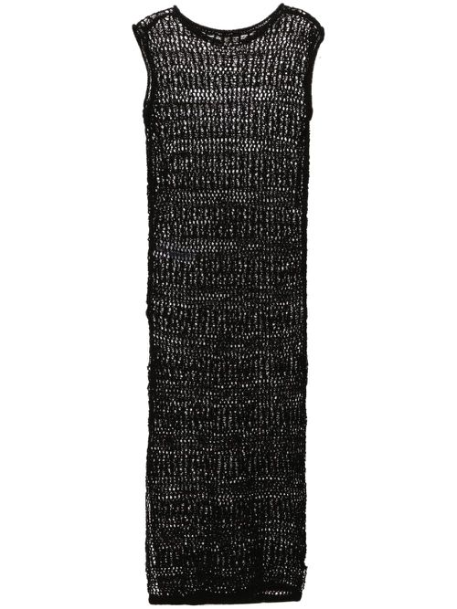 Sleeveless crochet midi dress - Black