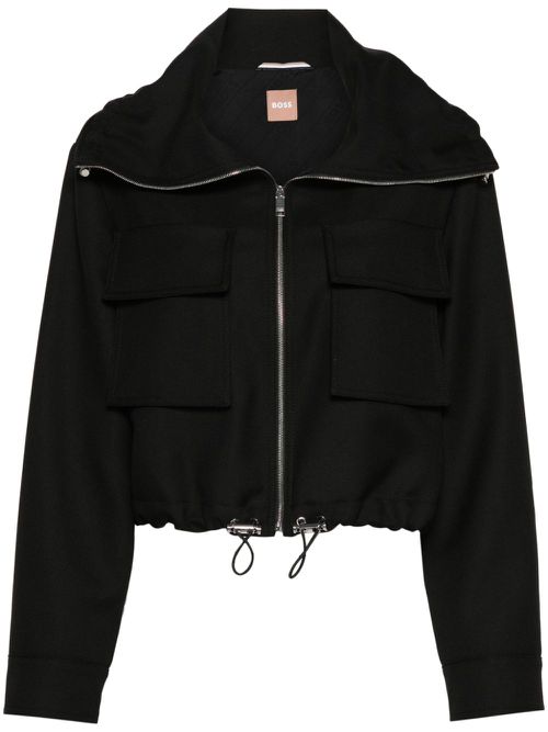 Logo-plaque cropped jacket - Black