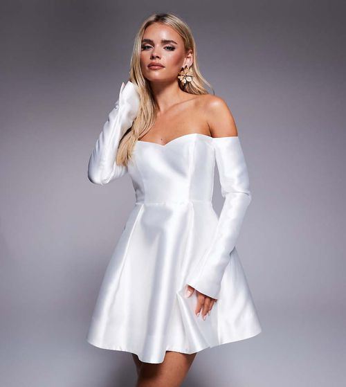 Structured mini dress in ivory-White