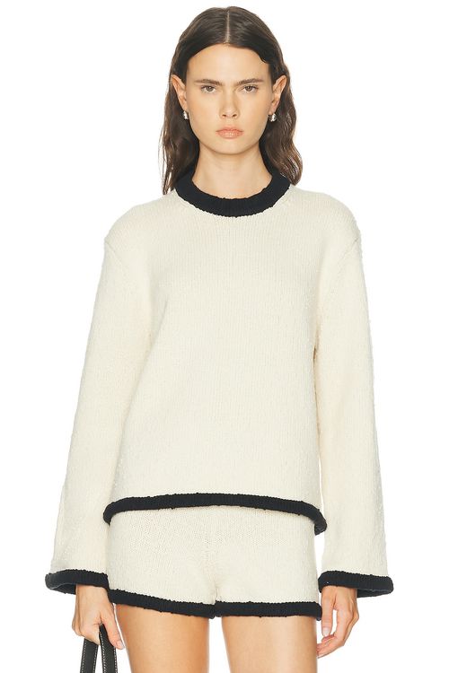 By Malene Birger Siena Sweater in Black & White Color Block - Cream. XS also in S