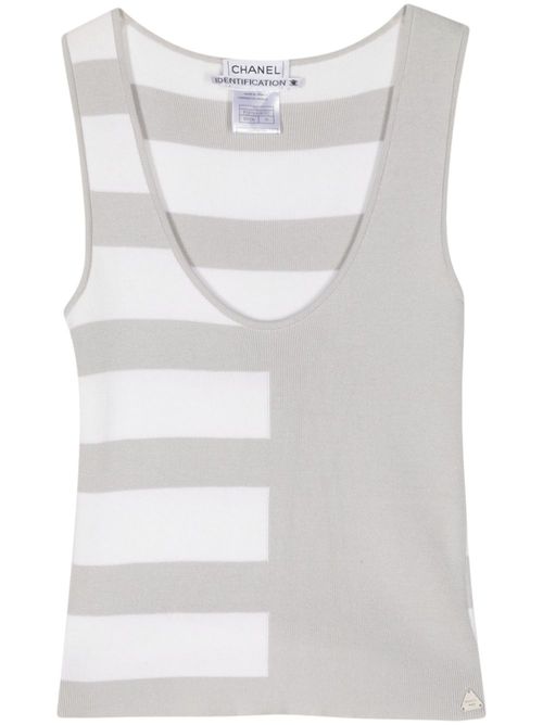 2000s striped cotton tank top - Grey