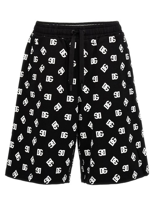 -All Over Logo Bermuda Shorts Bermuda, Short Bianco/Nero-Uomo