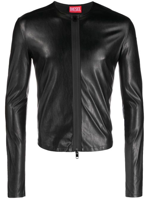 S-Nes faux-leather zip-up top - Black