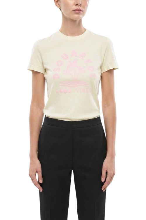 Yellow Printed Crew Neck T-Shirt