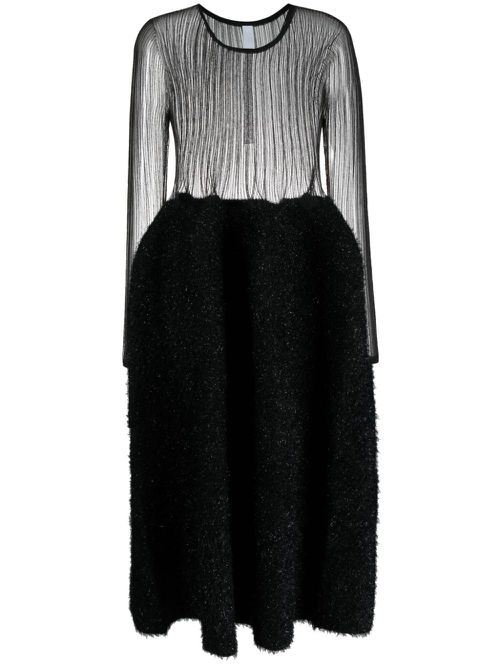 Semi-sheer midi dress - Black