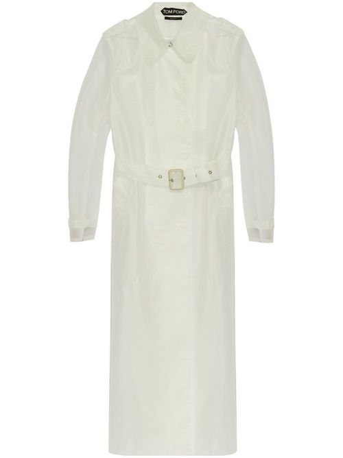 Transparent belted trench coat - White