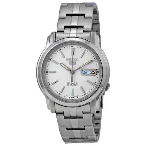 Automatic White Dial Stainless Steel Mens Watch SNKL75