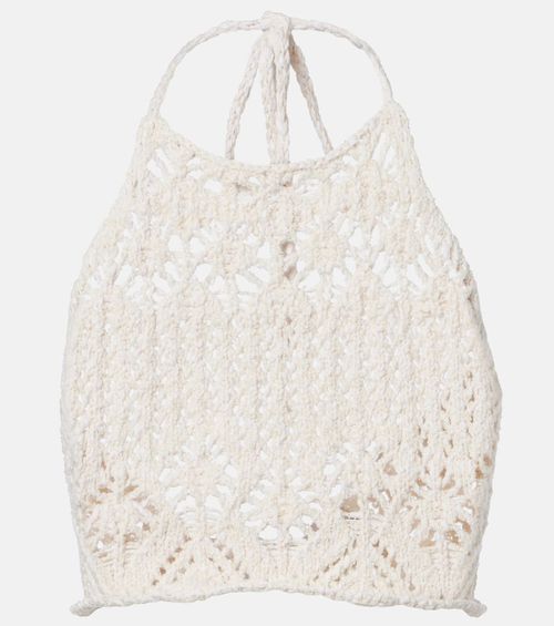 Lagoon Romance cotton-blend crochet crop top