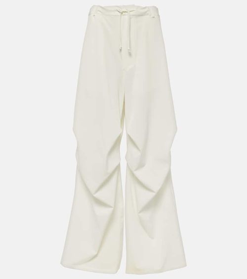 Mid-rise twill wide-leg pants