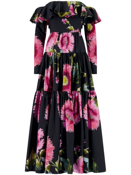 Botanic Blow Up ruffled off-shoulder dress - Black