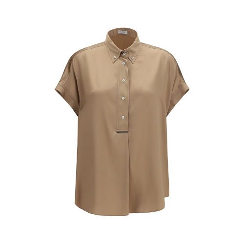 Silk Short-Sleeved Shirt — Beige