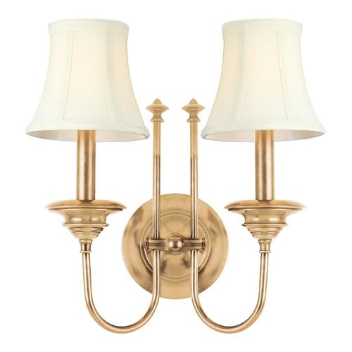 Yorktown 2-Light 14" Wall Sconce in Aged Bra