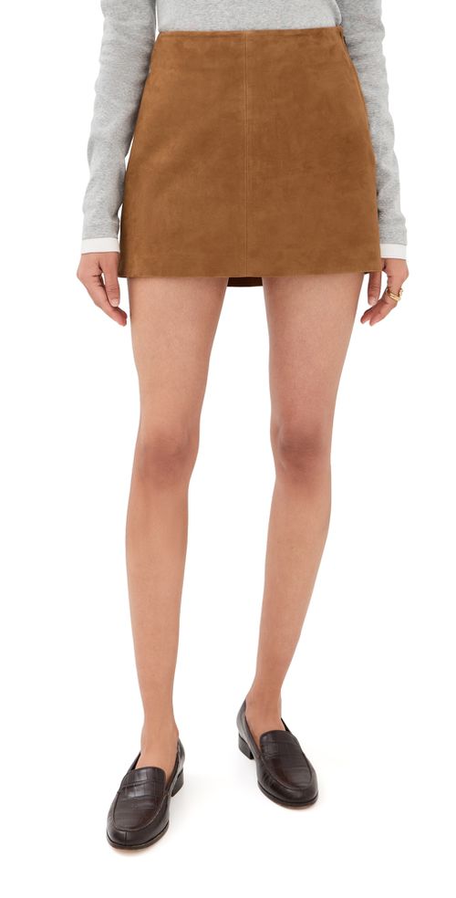 MELODY Lamb Suede Skirt Whiskey
