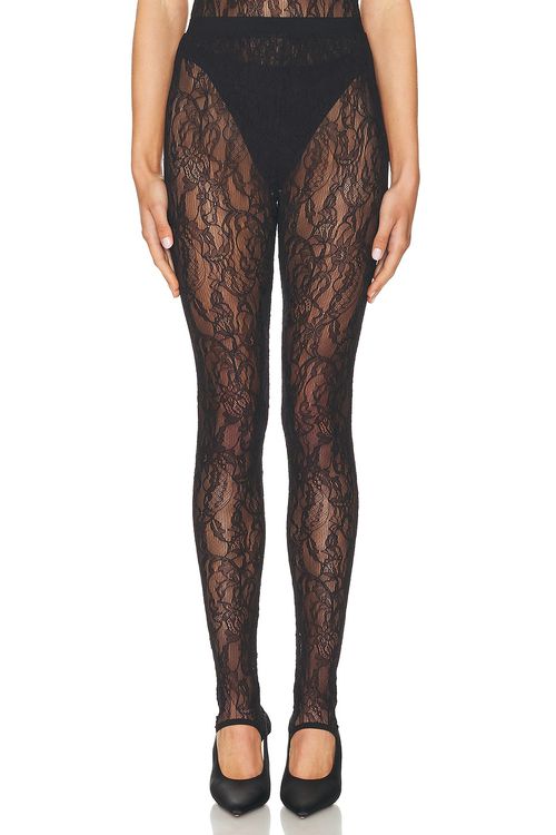 WARDROBE.NYC Lace Stirrup Legging in Black - Black.  XXS also in L, M, S