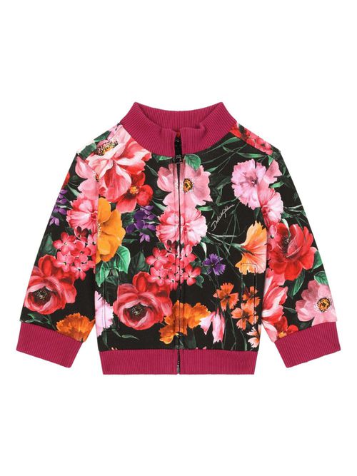 Floral-print cotton jacket - Black