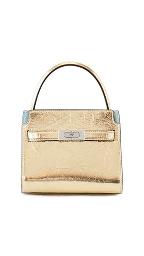 Tory Burch Women's Petite Lee Radziwill Metallic Double Bag, 18 Kt Gold, One Size
