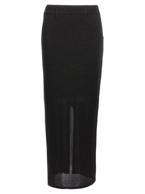 Lamé-Trimmed Sheath Skirt — Black